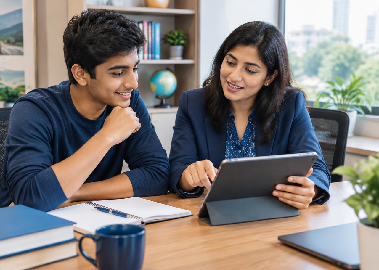 Indian student in a career guidance session